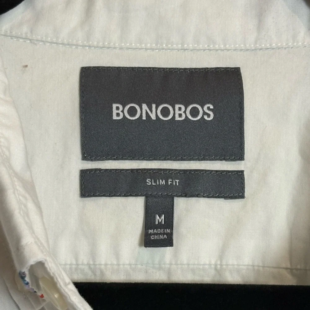 Bonobos Washed Button Down Slim Fit White Robot Print Sport Shirt Size Medium - Picture 6 of 7